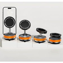 SÜS Manyetik Araç Telefon Tutucu 360° Döner Başlık – Mekanik Vakumlu Güçlü Sabitleme, Silikon Kaymaz Tutuş, Mag-Safe Uyumlu, Tüm Serisi ile Uyumlu, Araç Içi Telefon Stand, Turuncu