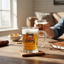 SÜS Odi Home Büyük Boy Renkli Beers Cheers Baskılı Cam Bardağı Beer Glass Mug 600 ml