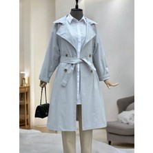 Modamorfo Bolero Detaylı Kemerli Araboy Trençkot -Açık Gri