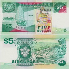 Banknoting Singapur 5 Dolar 1997 Çil.