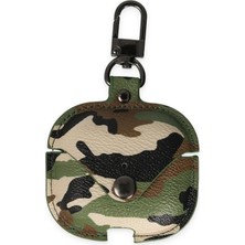 Buğz Airpods Pro 2 (2.nesil) Çanta Kamuflaj Deri Kılıf - Yeşil