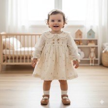 Wondress Kız Bebek Bebe Yaka Müslin Elbise