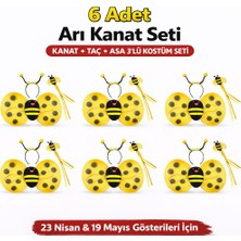 Colezium 6'lı Arı Kostüm Seti - Kanat Taç Asa