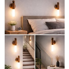 Larens Modern Ahşap Silindir Duvar Lambası