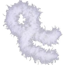 Beyaz Renk Kabarık Kalın Otriş Boa Tüy 6 cm Genişlik 180-200 cm Uzunluk
