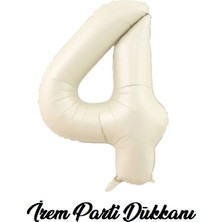 İrem Parti Dükkanı Retro Deniz Kumu Bej Krem 4 Yaş Rakam Balon 74 cm 34 Inç