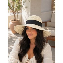 Aydın Şapkacınız Kadın Hasır Şapka Geniş Kenarlı Yazlık Plaj Şapkası
