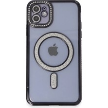 LuxeGem Iphone 11 Kılıf Joke Simli Magneticsafe Kılıf - Siyah