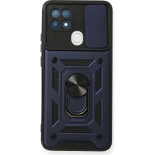 LuxeGem Oppo A15 Kılıf Pars Lens Yüzüklü Silikon - Lacivert