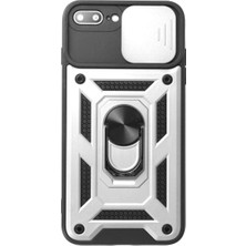 LuxeGem Iphone 7 Plus Kılıf Pars Lens Yüzüklü Silikon - Gümüş