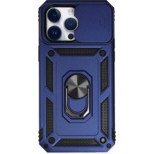 LuxeGem Iphone 14 Pro Max Kılıf Pars Lens Yüzüklü Silikon - Lacivert