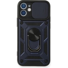 LuxeGem Iphone 12 Mini Kılıf Pars Lens Yüzüklü Silikon - Lacivert