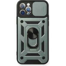 LuxeGem Iphone 12 Pro Kılıf Pars Lens Yüzüklü Silikon - Yeşil