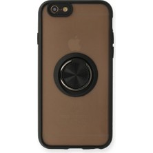 LuxeGem Iphone 6 Kılıf Montreal Yüzüklü Silikon Kapak - Siyah