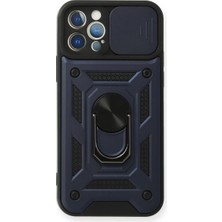 LuxeGem Iphone 12 Pro Kılıf Pars Lens Yüzüklü Silikon - Lacivert