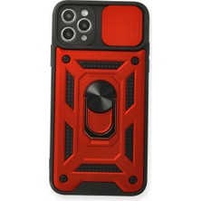 LuxeGem Iphone 11 Pro Kılıf Pars Lens Yüzüklü Silikon - Kırmızı