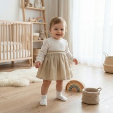 Wondress Kız Bebek Keten Dantelli Kombin Elbise