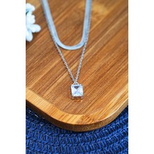 Getittir Bakla Model Zirkon Baget Taşlı Zincir Çelik Kolye