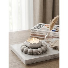 Mermer Desenli Dekoratif Taş Tozu Lotus Mumluk