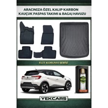 Yek Cars Renault Captur 2020 Model Karbonlu Kauçuk Paspas Seti ve Üst Bagaj Havuzu