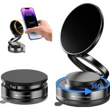 LuxeGem Metalik Magsafe Telefon Tutucu Tüm Yüzeylerle Uyumlu Vakumlu 360 Dönen Oynar Başlık