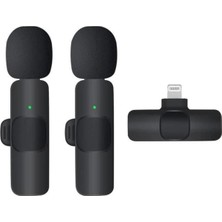 LuxeGem K9 Kablosuz Yaka Mikrofonu Lightning 2’li Mini Mikrofon Youtube Tik Tok 2 Adet