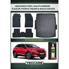 Yek Cars Peugeot 3008 2023 Model Karbonlu Kauçuk Paspas Seti ve Üst Bagaj Havuzu