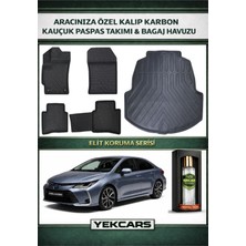 Yek Cars Toyota Corolla Benzin/hybrid 2023 Model Karbonlu Kauçuk Paspas Seti ve Bagaj Havuzu