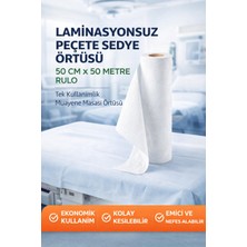 Tuba Toptaş Laminasyonsuz Peçete Sedye Örtüsü 50 cm x 50 Metre Rulo Tek Kullanımlık Muayene Masası Örtüsü 1 Adet