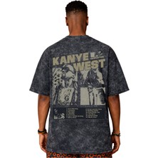 Sevbano Tasarım Kanye West Rapper Şarkıcı Sırt Baskılı Unisex Oversize Vintage Yıkamalı Tişört