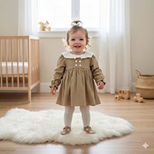 Wondress Kız Bebek Bej Keten Elbise