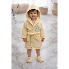 Aydede Kids Rkek Bebek Bornoz Seti Kapüşonlu Peluş Yumuşak Doku Kemerli Ev Giyim 0-3 Yaş