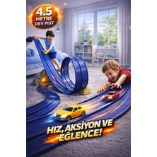 Depomiks Esnek Yarış-Aksiyon Pisti 4.5mt - 1:64 Ölçek (Arabalar Temsilidir) Flex Track Mavi