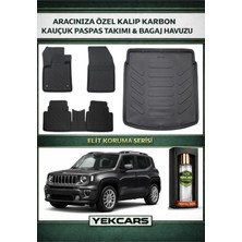 Yek Cars Jeep Renegade 2018 Model Karbonlu Kauçuk Paspas Seti ve Üst Bagaj Havuzu