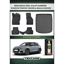 Yek Cars Audi A1 2024 Model Karbonlu Kauçuk Paspas Seti ve Bagaj Havuzu