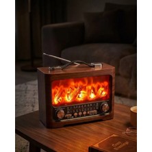 Pileli Store Dekoratif Şömine Görünümlü Bluetooth Hoparlör Fm Am Sw Radyo USB Tf Kart Müzik Çalar