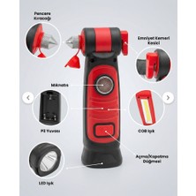 Gucso Araç Cam Kırıcı, Emniyet Kemeri Kesici, El Feneri, Çok Fonksiyonlu, Acil Kurtarma Seti