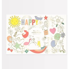 Meri Meri - Happy Icons Colouring Placemats - Mutlu Semboller Boyama Amerikan Servisleri (x8)