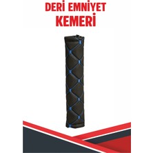 Mıtsubıshı Outlander Uyumlu Emniyet Kemer Pedi Siyah Deri Mavi Dikişli