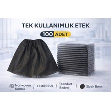 Tuba Toptaş Tek Kullanımlık Etek 100 Adet Nonwoven Kumaş Siyah Lastikli Bel Standart Beden