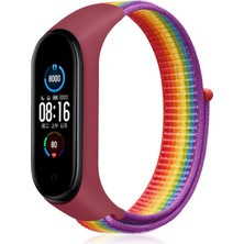 Senka Mi Band 4 Hasırlı Cırtcırtlı Kordon - Gökkuşağı