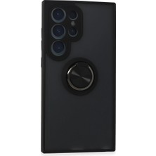 Senka Samsung Galaxy S24 Ultra Kılıf Montreal Yüzüklü Silikon Kapak - Siyah
