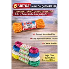 Tuba Toptaş 6 Metre Naylon Çamaşır Ipi Dayanıklı Örgü Çamaşır Askı Ipi Balkon Bahçe Çamaşır Ipi 1 Adet