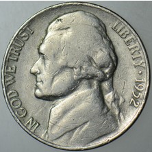 Banknoting Amerika 5 Cent 1952 S. Jefferson Nıckel.