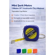 Tuba Toptaş Mini Şerit Metre 1 Metre 3ft Anahtarlık Ölçü Metresi Taşınabilir Cep Metre 1 Adet