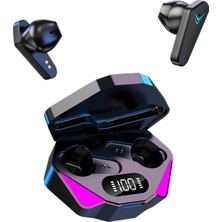 Bukrem Store Qingmipy X15 Bluetooth Kulaklık: Oyun ve Müzik Modu, Bt 5.0, Gürültü Engelleme, Otomatik Eşleşme, Uzun Pil Ömrü, LED Ekranlı Siyah Kablosuz Kulaklık Siyah