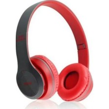 Bukrem Store P47 Extra Bass Mp3 Fm Radyolu Bluetooth 4.1 Kulak Üstü Kulaklık Kırmızı
