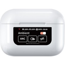 Bukrem Store Wezone YW08 Akıllı Dokunmatik Ekranlı Kablosuz Kulaklık, Anc ve 9d Stereo Ses Ile Şarj Kutusu Dahil Beyaz