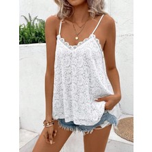 Sun & North Sun&north Kadın Ip Askılı V Dantel Yakalı Dantel Bluz