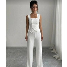 Meğdaix Kadın Düğmeli Bürümcük Kumaş Takım